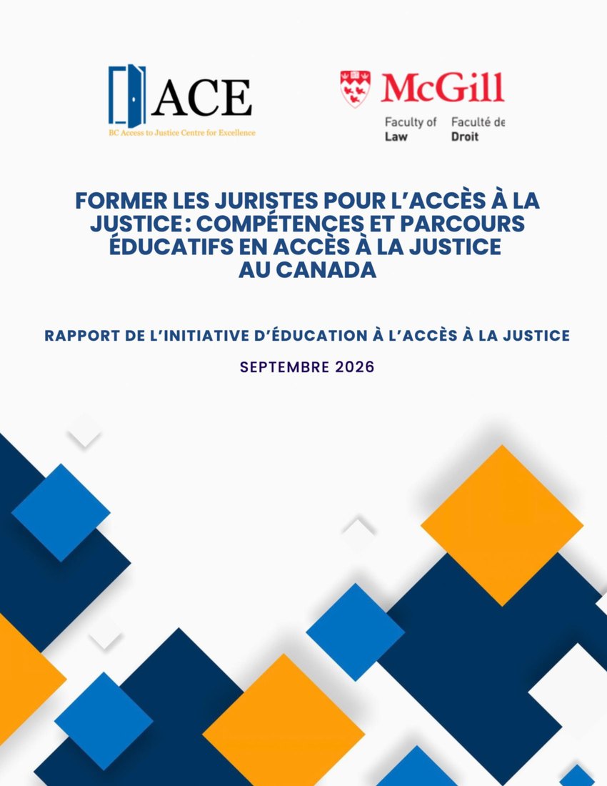 Couverture du rapport Former les juristes pour l’accès à la justice : compétences et parcours éducatifs en accès à la justice au Canada